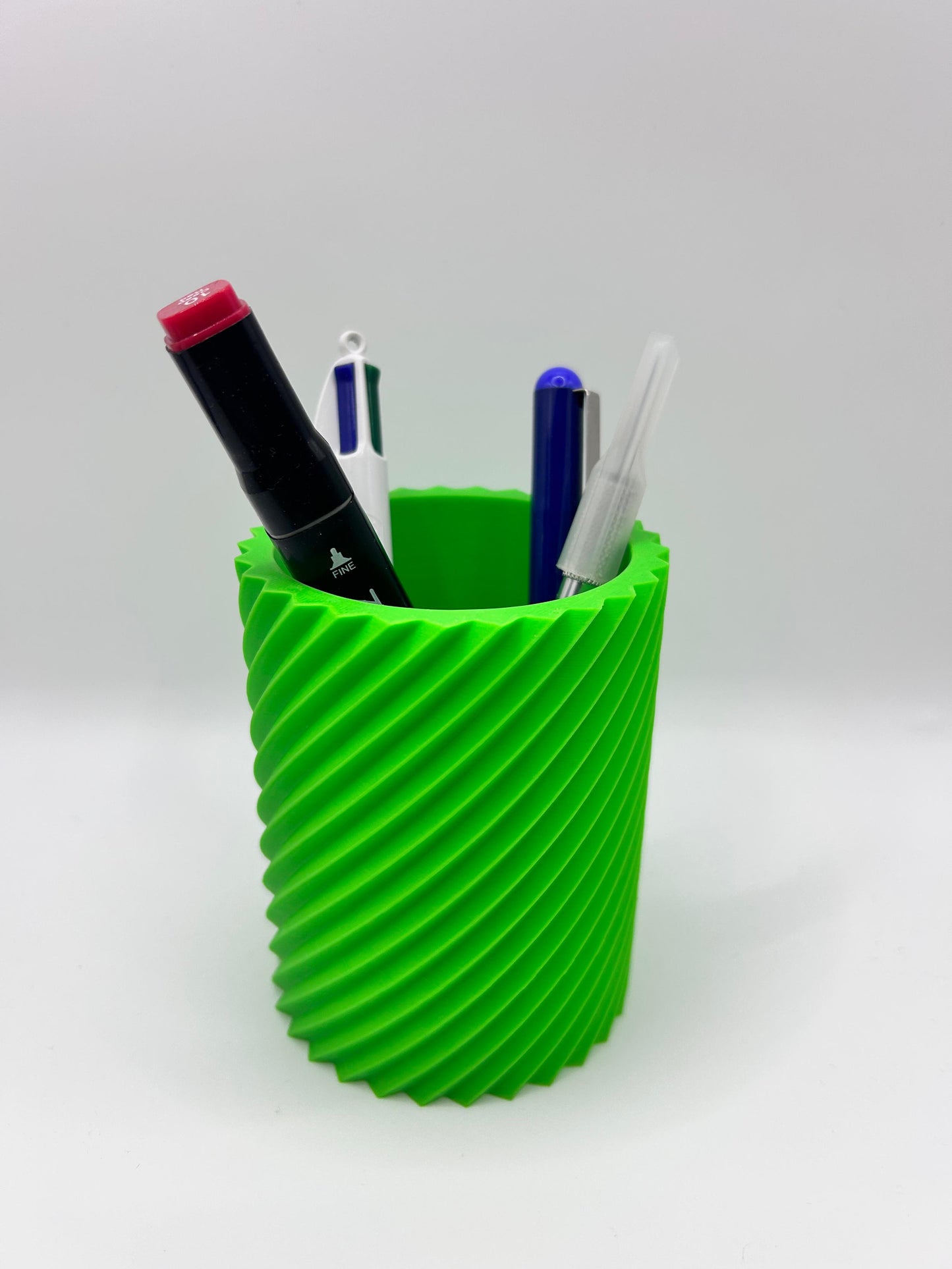 Modern Pen Pot with Angled Fin Design - Geometric Desk Organizer | Precision Print Co