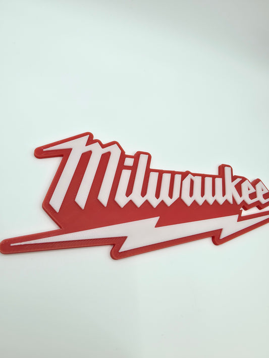 Milwaukee Logo Template 185mm x 70mm - Professional 3D Printed Brand Display | Precision Print Co